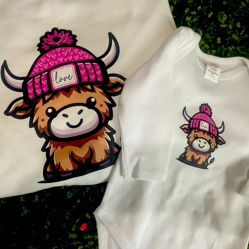 Long sleeve sweatshirt and matching onesie mommy and me set